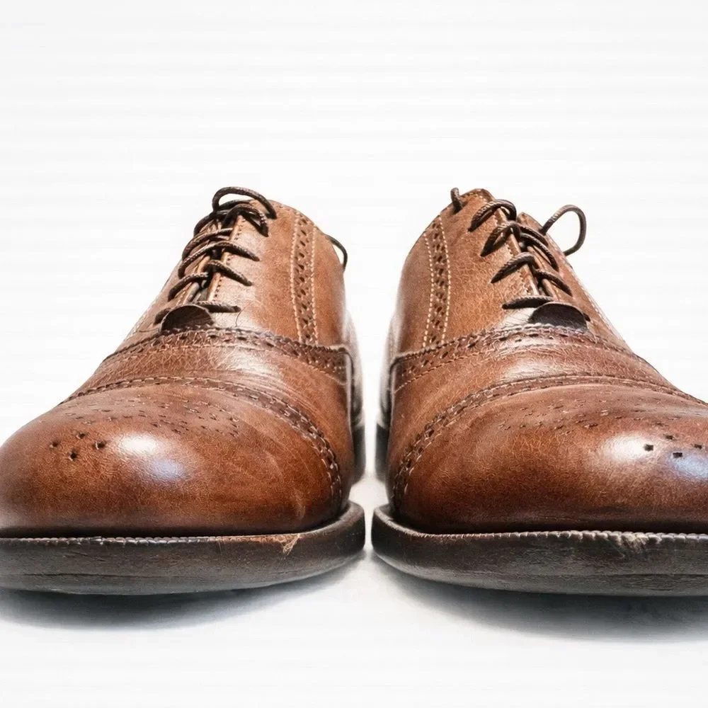 Cole Haan Men’s Brown Leather Cap Toe Oxford Dress Shoes Lace Up Size 6.5–7